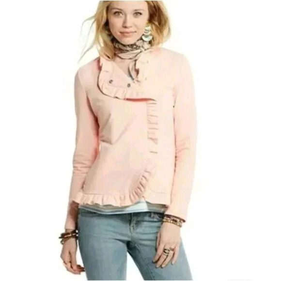 Matilda Jane pink ruffle snap moto girlhoodcore feminine barbiecore jacket MED - Picture 1 of 13